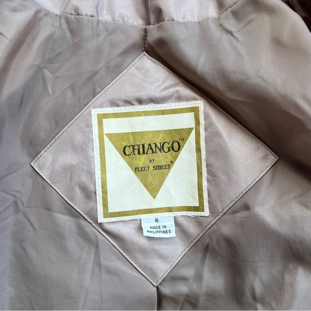 Vintage Minimalist Nylon Double Breasted Tan Trench Raincoat Size 6 - Picture 13 of 14